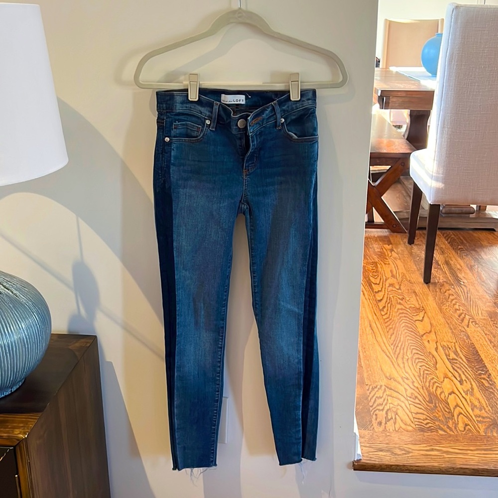 LOFT jeans with dark blue stripe on side